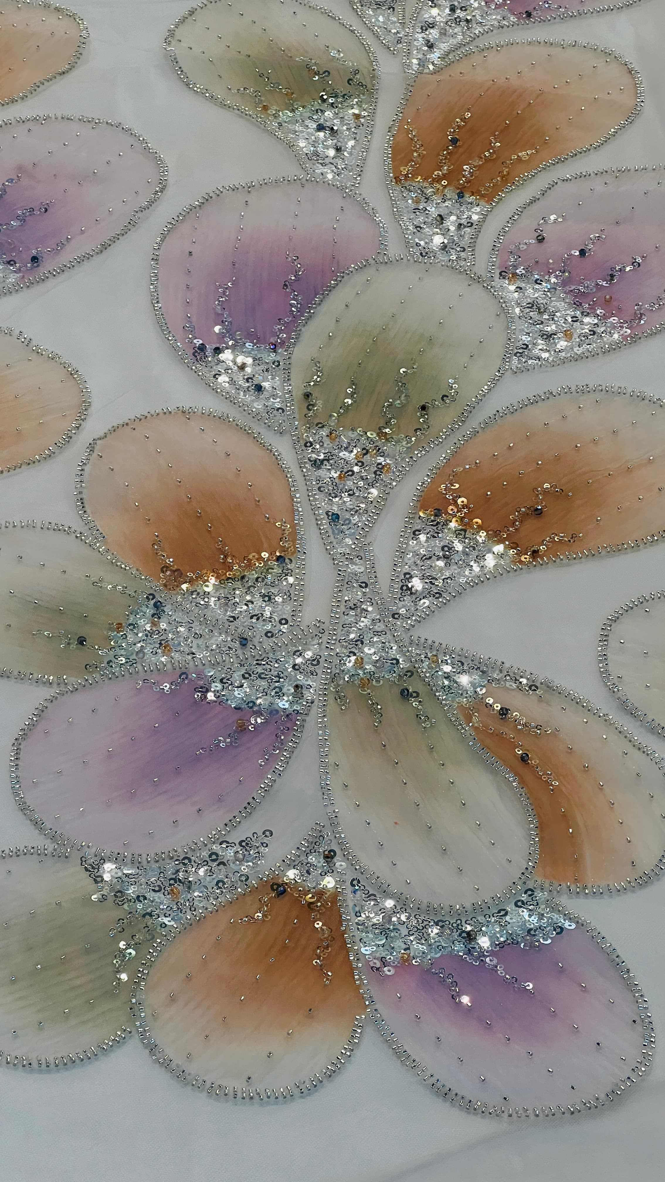 Beaded Floral Tulle Fabric image