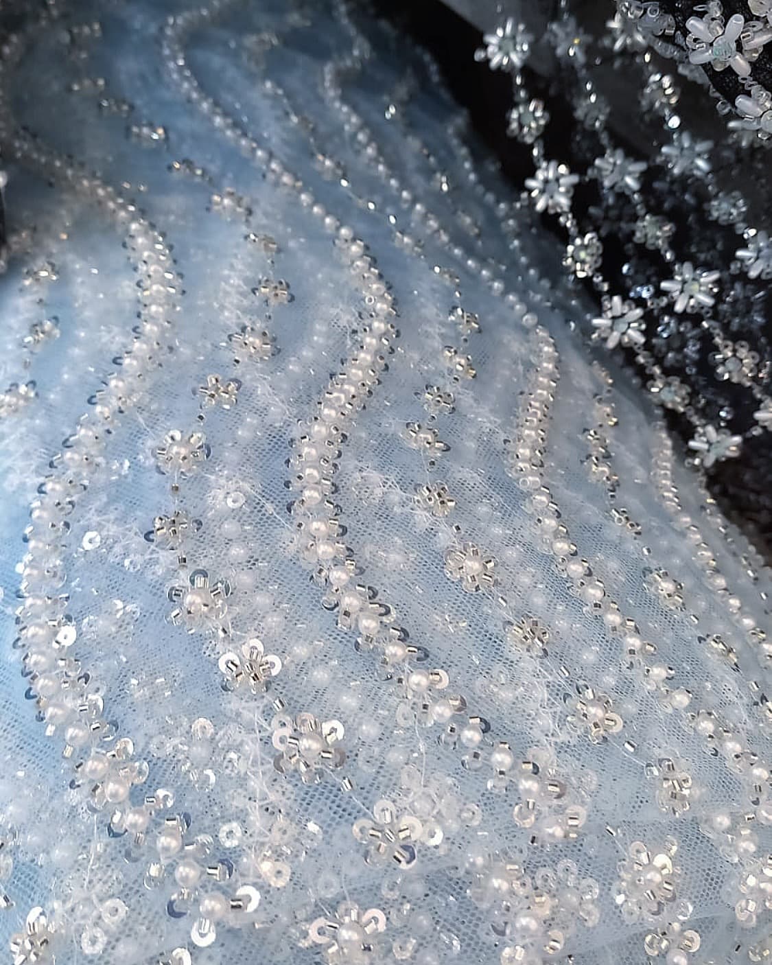 Sequin Embroidered Mesh Fabric image