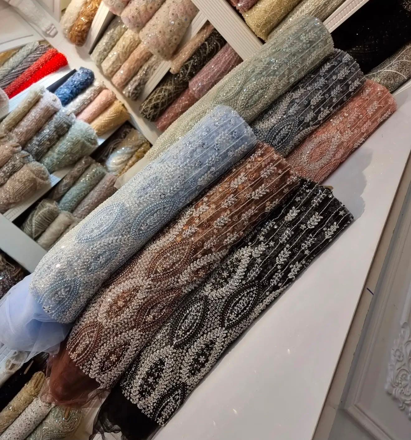 Beaded Embroidered Fabric image 5